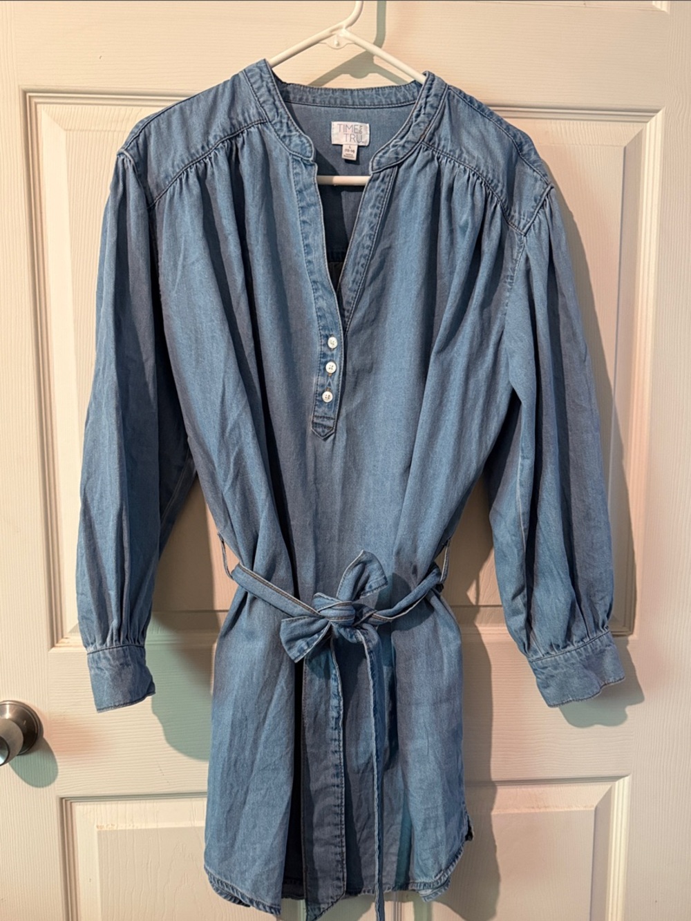 Time and Tru Light Blue Denim Midi Shirt Dress NWOT